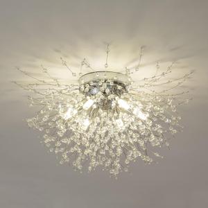 CM MZY Chrome Firework Flush Mount Ceiling Light Fixture, Modern Crystal Sputnik Firework Ceiling Lights, 6-Light Close to Ceiling Lighting Fixtures for Bedroom Kitchen Hallway Entryway