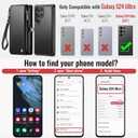 Defencase for Samsung Galaxy S24 Ultra Magnetic Wallet Case Compatible with Magsafe with RFID Blocking Zipper & Card Holder Women, PU Leather Detachable Phone Case for Galaxy S24 Ultra 6.8", Black