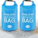 Heavy Duty Pool Ladder Weights 25 lb - 2 Pack Pool Step Sand Bags for Above Ground Pools, Waterproof 500D PVC, Tear-Resistant Pool Stair Stabilizer to Prevent Floating, Sky Blue