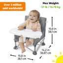Bright Starts Pop N Sit Portable Booster Seat, 3-in-1 Floor Seat, Travel High Chair & Toddler Booster with Feeding Tray, Indoor/Outdoor, Grey, 6 Months - 3 Years