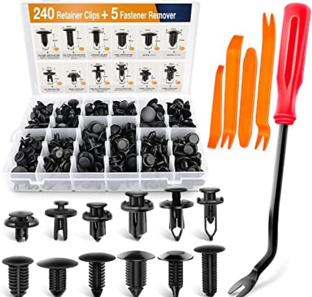 GOOACC - GRC-33 240PCS Bumper Retainer Clips Car Plastic Rivets Fasteners Push Retainer Kit Most Popular Sizes Auto Push Pin Rivets Set -Door Trim Panel Fender Clips for GM Ford Toyota Honda Chrysler