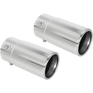 Pack of 2 Exhaust tip - to Fit 1.75 to 2.5 Inch Exhaust Tail Pipe Diameter- Stainless Steel to give Chrome Effect - Car Muffler Tips