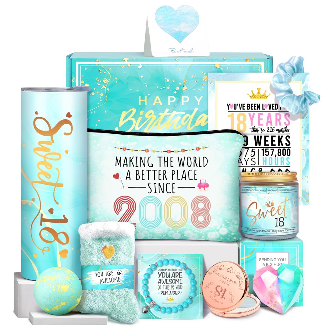 18th Birthday Gifts for Girls, Gifts for 18 Year Old Girl, 18th Birthday Gift Ideas, Unique 18th Birthday Gift Basket for Daughter, Niece, Granddaughter, Bestie, Friends,Cool 18th Birthday Gifts