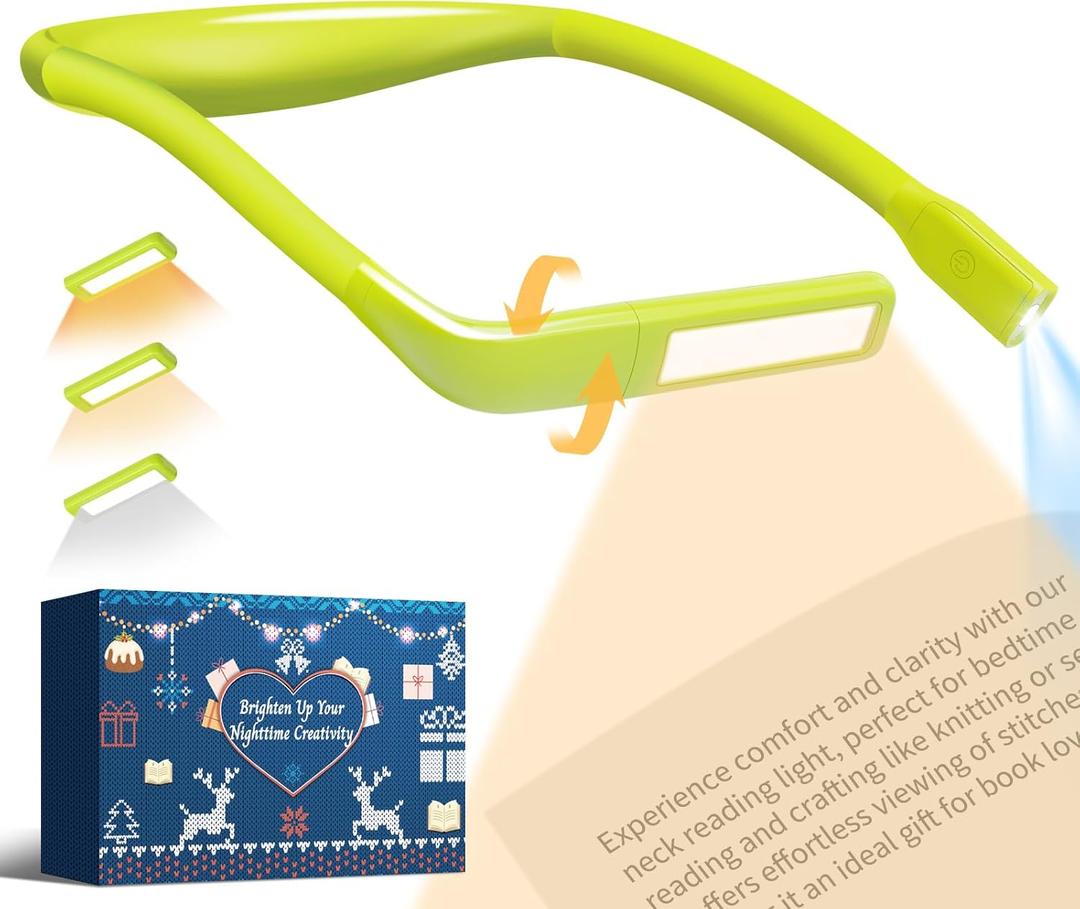 Neck Book Light for Reading at Night, Back to School Supplies Dorm Bed Lamp for College Students Teen Boys Girls Mothers Day Gifts for Wife Grandma Birthday Gifts for Book Lovers Reading Accessories (Lime)