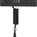 Furniture Drawer Outlet, Recessed Power Strip with (3) PD 20W USB Ports Fast Charging & (3) 15 Amp AC Outlets, (14 AWG) 5 FT Spring Black Cord