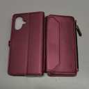 Wallet Case Compatible with iPhone 17 6.3" RFID Blocking 9-Card Holder Soft PU Leather Magnetic Snap Shoulder Strap Zipper Pocket Phone Case Fit for iPhone 17 for Women - WineRed