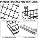 Blulu 4 Pcs 15.75 x 3.94 x 1.97 Inch Metal Grid Wall Baskets with Hooks Grid Wall Shelves Hanging Wire Basket Multi Function Storage Organizer for Kitchen Organizing Display (Black)