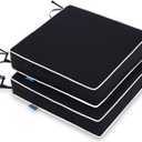 MIULEE 22 x 22 x 3 Outdoor Chair Cushions,Waterproof Seat Cushions with Adjustable Straps,Set of 2 Patio Chair Cushions for Patio Furniture Garden,Black