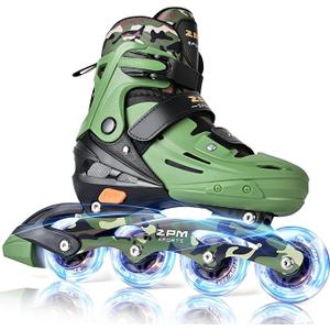 PM SPORTS Inline Skates for Kids Boys Girls Ages 5-8 8-12 3-5 4-8 6-12 with Light Up Wheels, Adjustable Children's Roller Skates Blades for Toddler Beginner Youth Indoor Outdoor, Size Medium