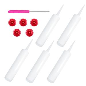 Dianrui 11PCS 280ml Empty Caulk Tubes with Red Cap and Piercing Needle Universal Caulk Sealant Tubes Construction Tool Kit for Sealing and Preserving