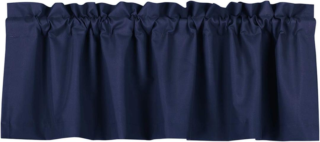 Valea Home Blackout Valance Curtains Waterproof Soft Rod Pocket Valance for Kitchen and Bathroom Window Room Darkening Valances for Bedroom, 52 inch x 18 inch, Navy Blue