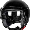Yesmotor 3/4 Motorcycle Helmets Retro Open Face Vespa Scooters Helmet with Clear Visor for Men and Women- DOT Approved, M