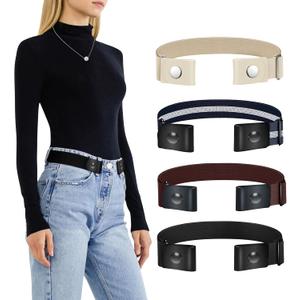 2 x TOURZOO Belts for Women/Men Buckle Free Elastic Belt Invisible No Buckle Stretch Waist Belt For Jean Pants,Dresses,No Bulge