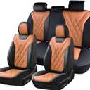 Coverado Car Seat Covers Full Set, Seat Covers for Cars, Front Seat Covers and Back Seat Cover Waterproof Leather Automotive Seat Cover, Universal Car Interior Protectors Cushion for Most Cars