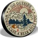 Go Outside Worst Case A Bear Kill You Spare Tire Cover Weatherproof Wheel Protectors Universal Fit for Trailer Rv SUV Truck Camper Travel Trailer 14"