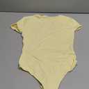 SUUKSESS Women Crew Neck Short Sleeve Thong Bodysuit Shirts Basic Top (Medium, Pale Yellow)