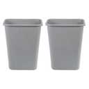 Amazon Basics Rectangular Commercial Office Wastebasket, Easy to Clean, 10 Gallon, Grey, 2-Pack