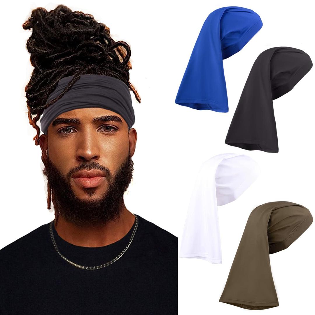 Leeven 4-Piece Dreadlock Cap Tube Bands Elastic Long Hair Dreads Head Wraps Locs Socks for Dreads - Unisex Spandex Dreadlock Cap