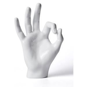 Finger Sculpture Statue Modern Decor Arts Hand Gesture Gifts Polyresin White 11 inch