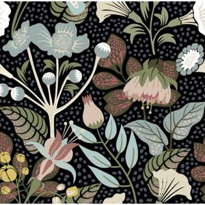 Abyssaly Floral Wallpaper Peel and Stick Wallpaper Boho, Vintage Black Dark Vintage Contact Paper for Bedroom Bathroom, Easy Peel Off Stick on Wallpaper Moody Wall Paper 17.5in X 118in