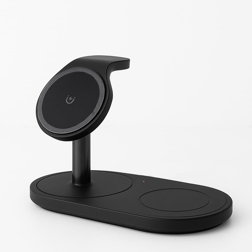 3 in 1 Wireless Charger for iPhone, Apple Watch, AirPods  Charging Station Stand for Multiple Devices, Fast Wireless Charging Dock for iPhone 12+, Watch Series, AirPods Pro (Black)