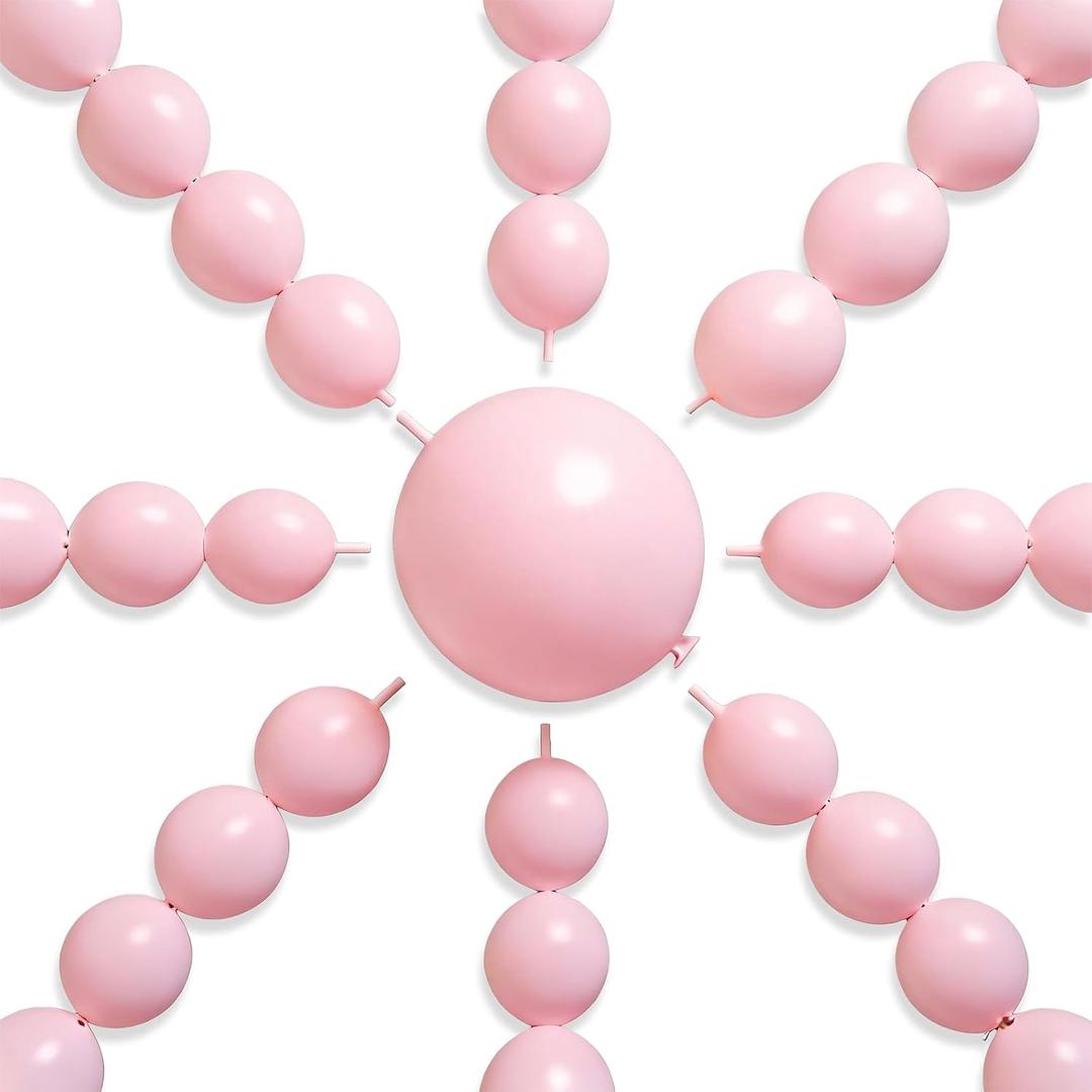 PartyWoo Baby Pink Linking Balloons 100pcs 6 Inch Light Pastel Pink Link Balloons for Baby Shower Gender Reveal Birthday Bridal Shower Engagement Bachelorette Party Decorations Pink-q05