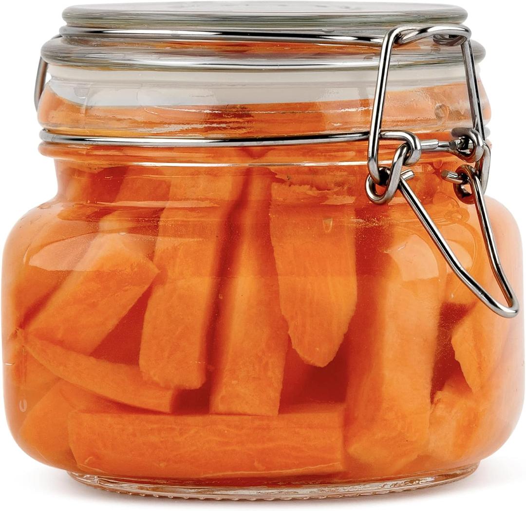 Galashield Glass Jars with Airtight Lids Food Storage Jars Leak Proof Canisters with Clear Preserving Seal Wire Clip Fastening for Kitchen Canning Pickling [16 oz]