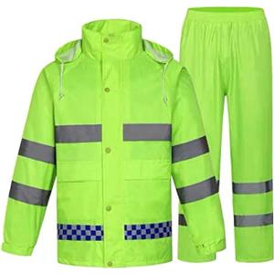 zojo High Visibility Safety Rain suit, Jacket, Pants High Visibility Reflective Rain Coats (Yellow-XL)