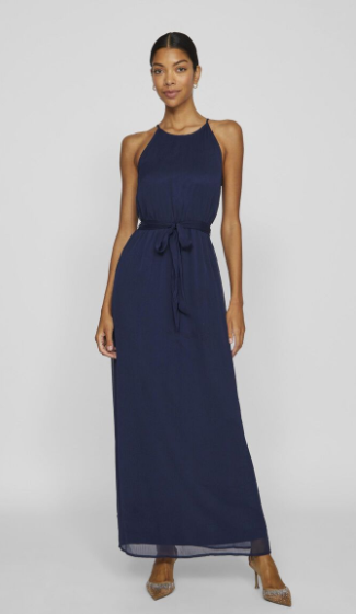  Halter Neck Maxi Dress, Navy Blue (Size 140)