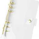 NatSumeBasics Clear A6 Binder Cover Gold 6 Rings 5.5"x7.5" Binders Loose Leaf PVC Folders Refillable Soft Notebook Shell Protector Binding Accessories Supplies (Gold A6 Binder)