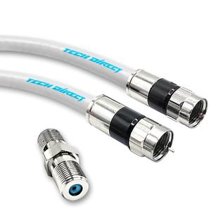 15FT RG6 Coaxial Cable White - High Speed Internet, Cable TV, Antenna, Satellite Broadband Low Resistance RG6 Coax Cable Cord Low Loss TV Cable Extension Wire with Connectors Extra-Durable (15 FT)