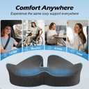 Office Chair Cushion: Ergonomic Memory Foam Seat Cushion, Tailbone-Sciatica Pain Relief Pillow, Desk Butt Pillow for Office Chair, Car Seat, Airplane, Wheelchair - Dark Grey