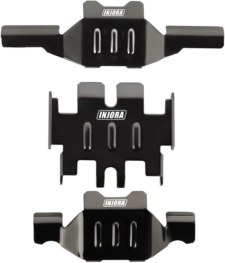 INJORA Skid Plate Chassis Armor Front and Rear Axle Protector Stainless Steel for TRX4M Upgrade 1/18 RC Crawler, 14g
