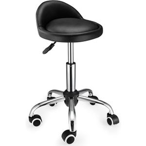 Swivel Rolling Stool with Wheels Height Adjustable Stool Chair Drafting Chair with Backrest Black