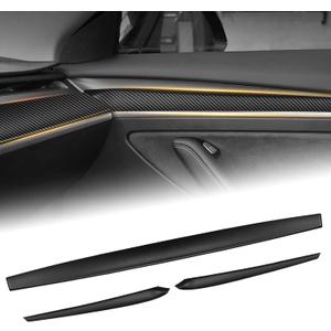 One-Piece No Gap Dashboard Cover Wrap and Front Door Trim Panel Compatible with 2019-2024 Tesla Model Y 2021-2023 Model 3 Interior (Matte Carbon Fiber)