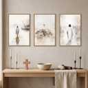 Jesus Christ Walking On Water Scenes Framed Canvas Wall Art Set-16"x24"x3