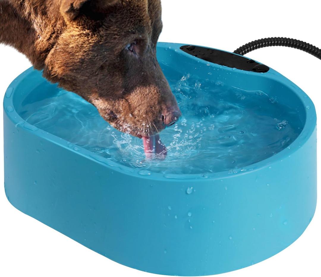 Outdoor Heated Water Bowl for Dog & Cat, Heated Dog Bowl Provides Drinkable Water in Winter, Heated Pet Bowl for Outside, Heated Waterer Dish for Rabbit, Chicken, Duck, Squirrel (Light blue)