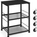 OYEAL Black Night Stand Industrial End Table with Storage Shelf Narrow Side Table for Small Spaces, Farmhouse Bedside Table for Living Room Bedroom, Stable Metal Frame (Black)