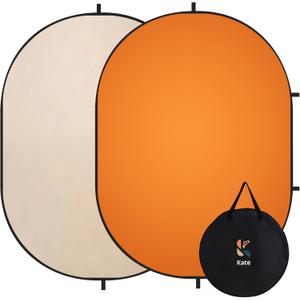 Kate Collapsible Backdrop Pop up Photo Backdrops Foldable Background Portable for Headshot,Portrait Photography,Video,5x6.5ft,Orange/Beige