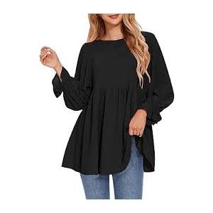 Long Sleeve Tops for Women Swiss Oversized Tshirts Trendy Peplum Tunics or Tops Dressy Maternity Shirts L