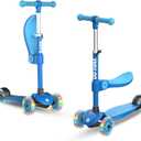 Gotrax KS3 Kids Kick Scooter, LED Lighted Wheels, Adjustable Height Handlebars and Removable Seat, Lean-to-Steer & Widen Anti-Slip Deck, 3 Wheel Scooter for Kids Ages 2-8 and up to 100 Lbs