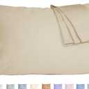 Pillow Cases, King Size Cotton Percale Weave Pillowcases, Pre-Shrunk Breathable and Hypoallergenic Pillowcases, Set of 2 (2 Piece King 20 Inch x 40 Inch, Sandshell)