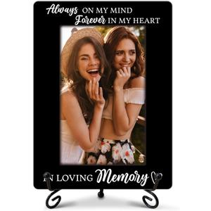 ukebobo Memorial Gifts, In Loving Memory Picture Frame, Memorial Picture Frame, Bereavement Sympathy Gifts for Loss of Mom Father Husband, Wood Photo Frame with Stand for Desk Decor, 8 x 6 Inch-TB674 (black3)