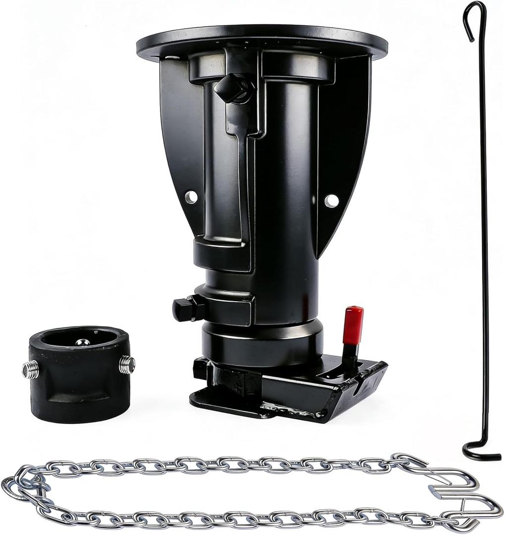 C5G1216 12"-16" Adjustable Cushioned 5th Wheel Gooseneck Adapter, Replacement for RV Camper Trailer, GTW 20000 Lbs, with Safty Chain