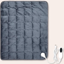 24"x29" Heating Weighted Lap Pad 7lbs Flannel Electric Heated Lap Blanket 2/4/8 Hour Auto Off Fast Heating 10 Settings Over Heat Protection for Adult Pain Relief Relaxation Sleeping (Gray)