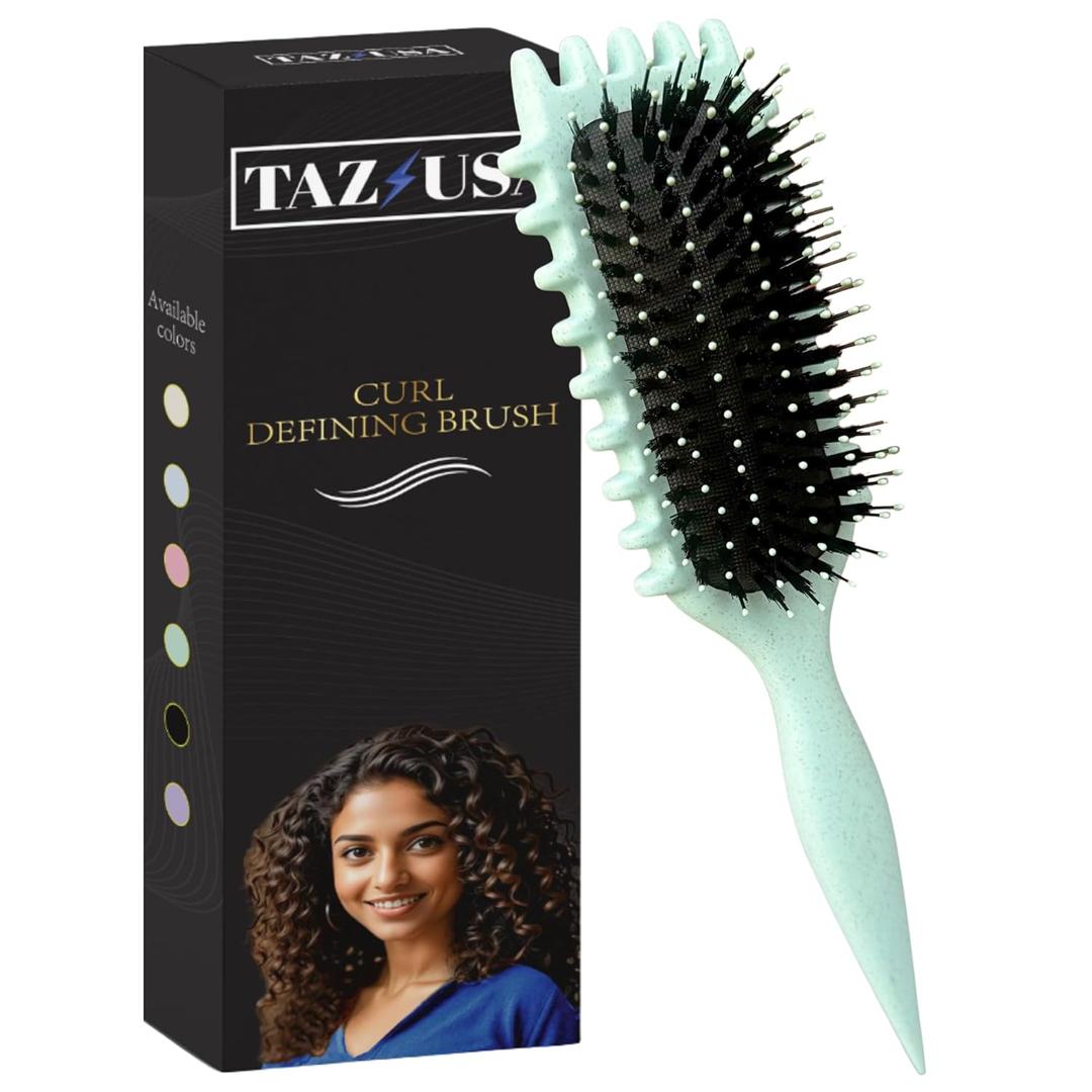 Curl Defining Brush, Curly Hair Brush for Styling, Shaping, Detangling & Defining Curls for Women and Men, Curl Brushes for Curly Hair Work on all Wet or Dry Hair Types (Green)