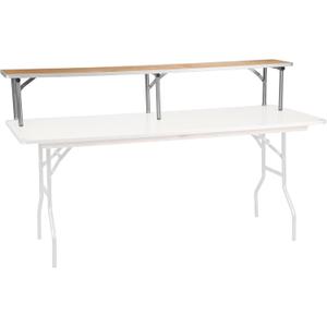 Flash Furniture Amara 72" x 12" x 12" Birchwood Bar Top Riser with Folding Silver Legs, Wooden Foldable and Portable Riser for Event and Bar Tables