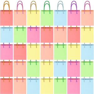 Harloon 60 Pcs Mini Paper Gift Bags Bulk Rainbow Assorted Color Tiny Gift Bags with Handles Colored Mothers Day Goodie Bags Wrap Totes for Wedding Birthday Favors 4 x 2.75 x 4.5 Inch (Macaron Colors)