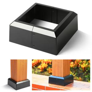 Deck Post Base Covers, Aluminum Post Cover 8"x8"(Actual 7.5"x7.5"), Split Post Base Trim Skirt for Deck railings, Patios (Black-1pcs)