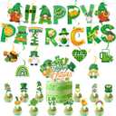 Happy St. Patrick's Day Banner Set, Lucky Clover Irish Supplies Lucky Hanging Swirls and Cupcake Toppers, St Patricks Day Decorations for Home Classroom Party